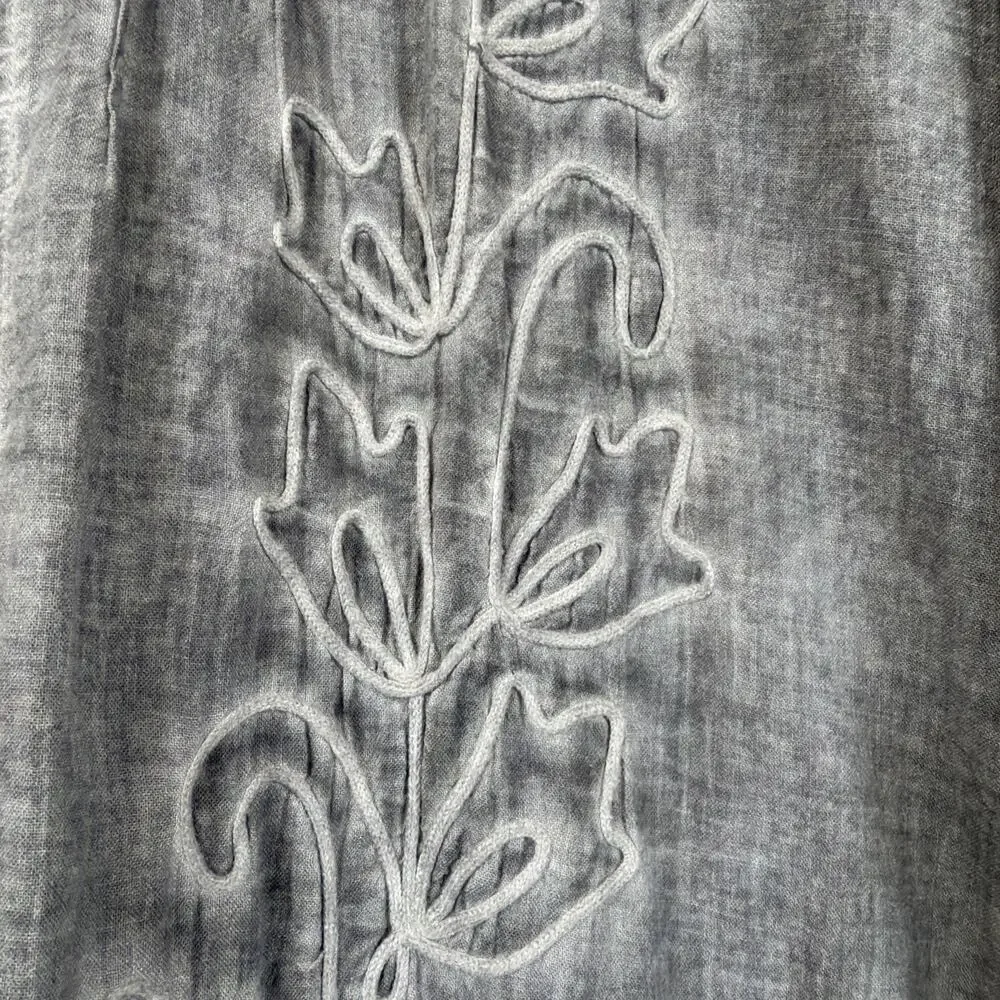 Gretty Zueger Gray V Neck Lace On Cuffs Hem High Low Tunic #1364 Size 2X - Picture 5 of 12